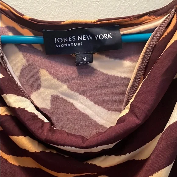 Jones New York Zebra Print Midi Dress in Brown and Cream - Picture 2 of 5